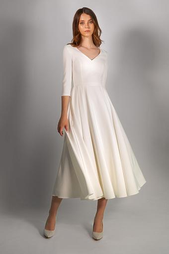 Короткое свадебное платье с длинным рукавом #1670